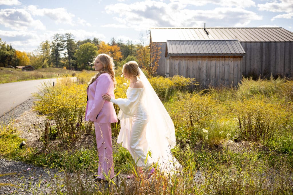 the first look at a Wild Flower Farms wedding in Gardiner NY