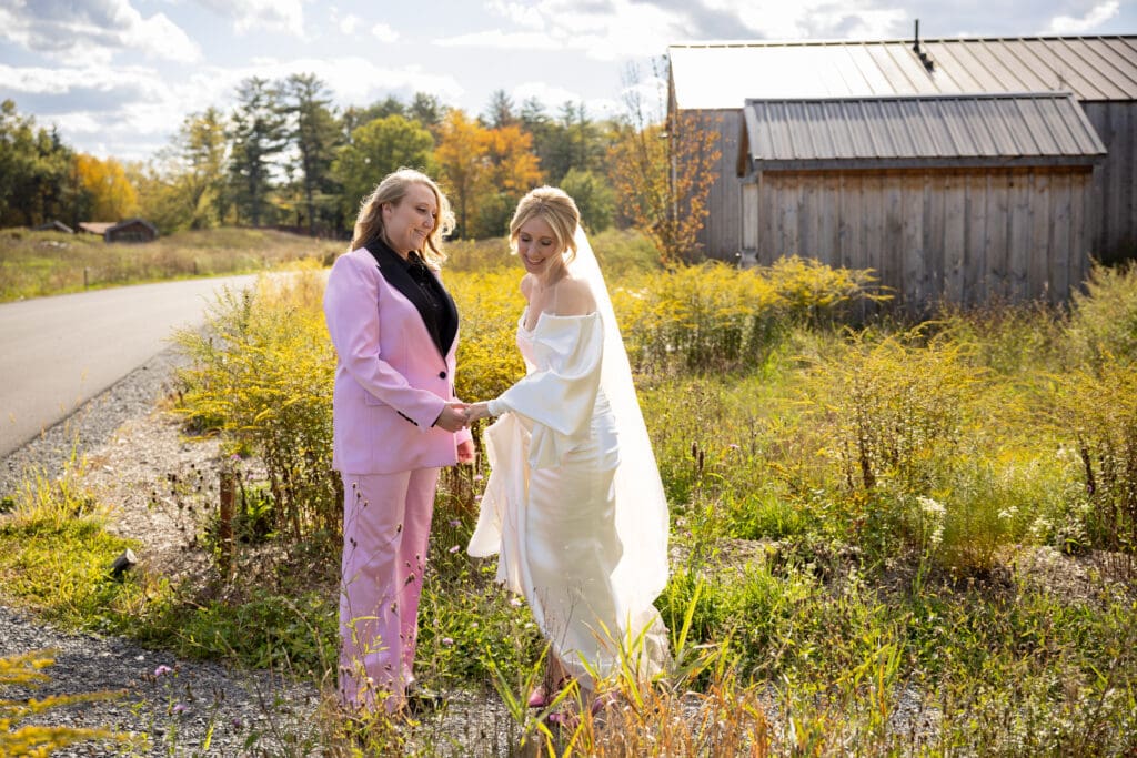 the first look at a Wild Flower Farms wedding in Gardiner NY