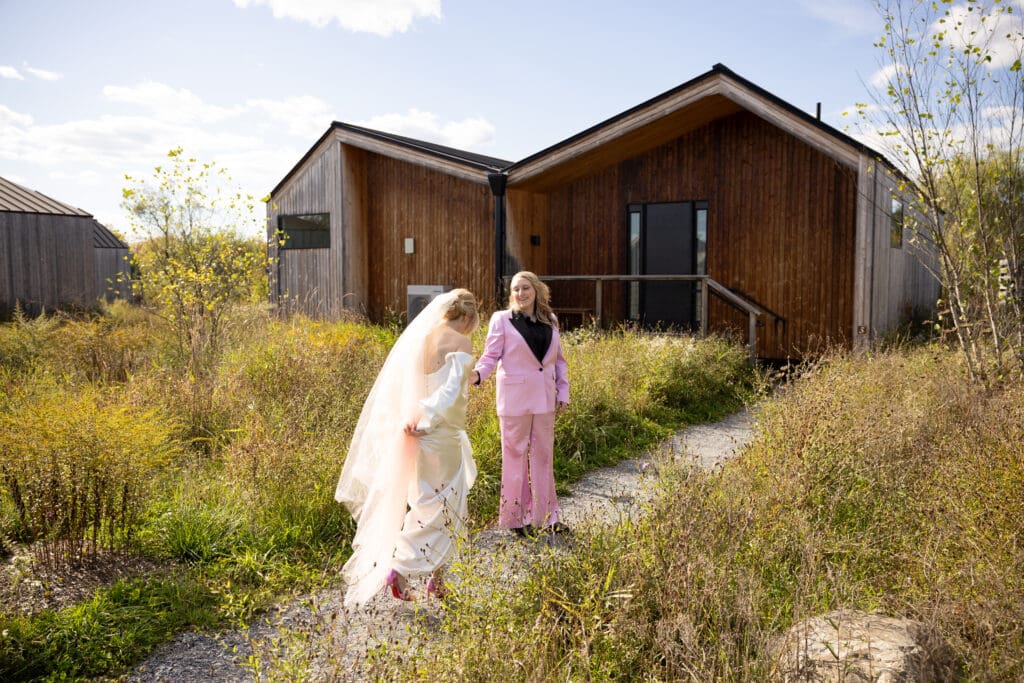 brides at their Wild Flower Farms wedding in Gardiner NY