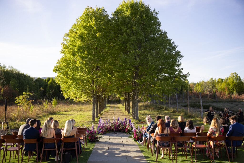 wedding ceremony at Wild Flower Farms in Gardiner NY