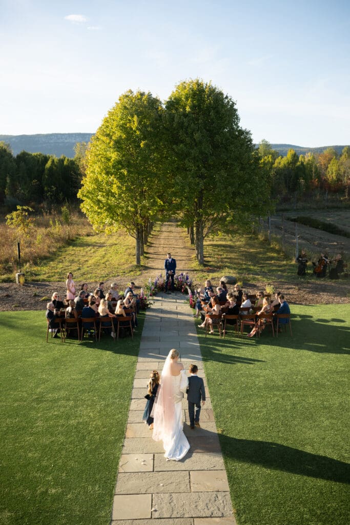 wedding ceremony at Wild Flower Farms wedding in Gardiner NY