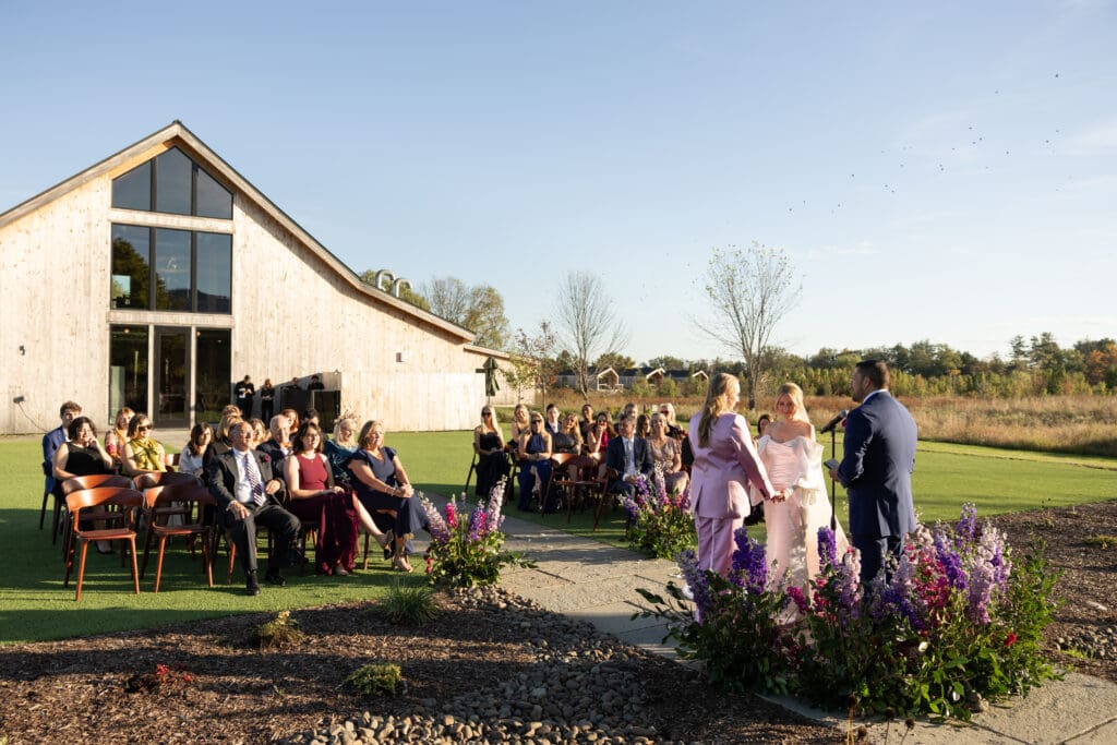 LGBT wedding ceremony at Wild Flower Farms wedding in Gardiner NY