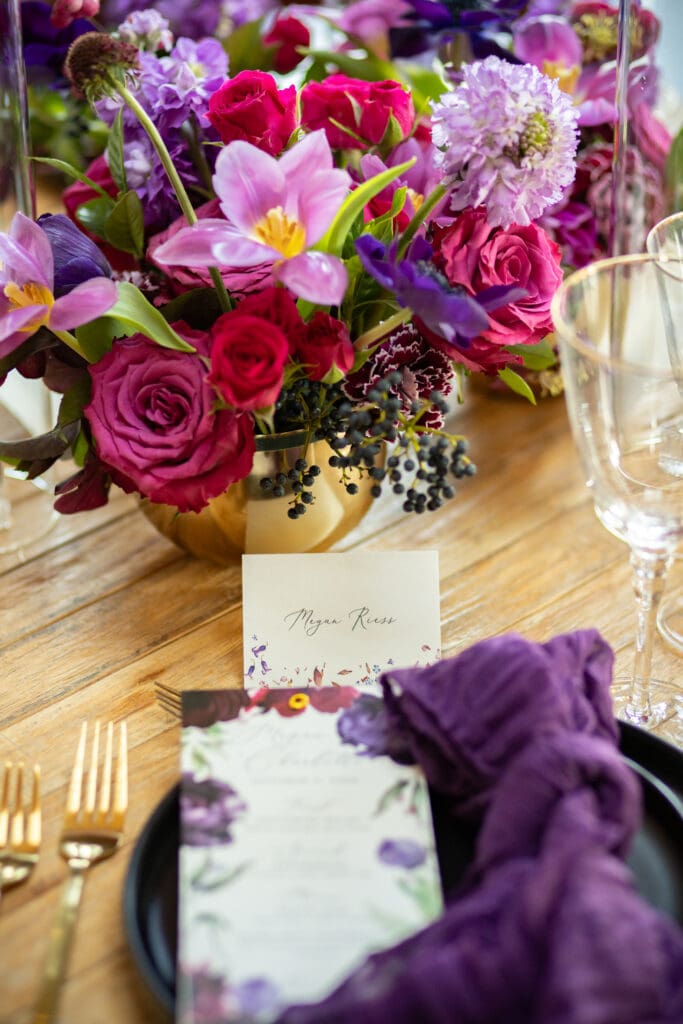 wedding reception decor at Wild Flower Farms wedding in Gardiner NY