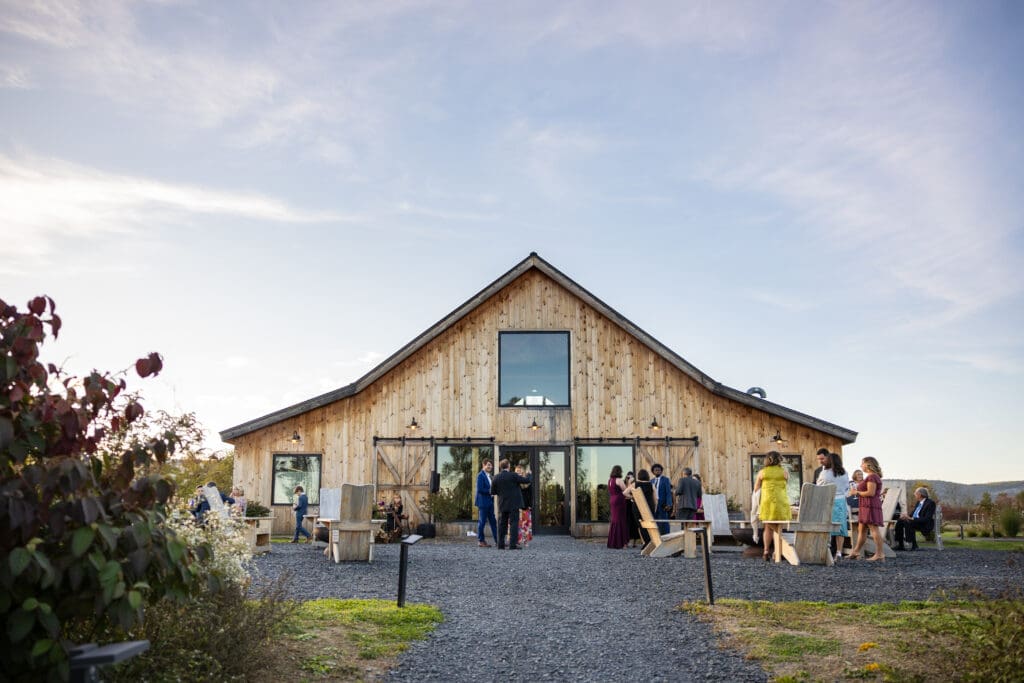 cocktail hour at Wild Flower Farms wedding in Gardiner NY