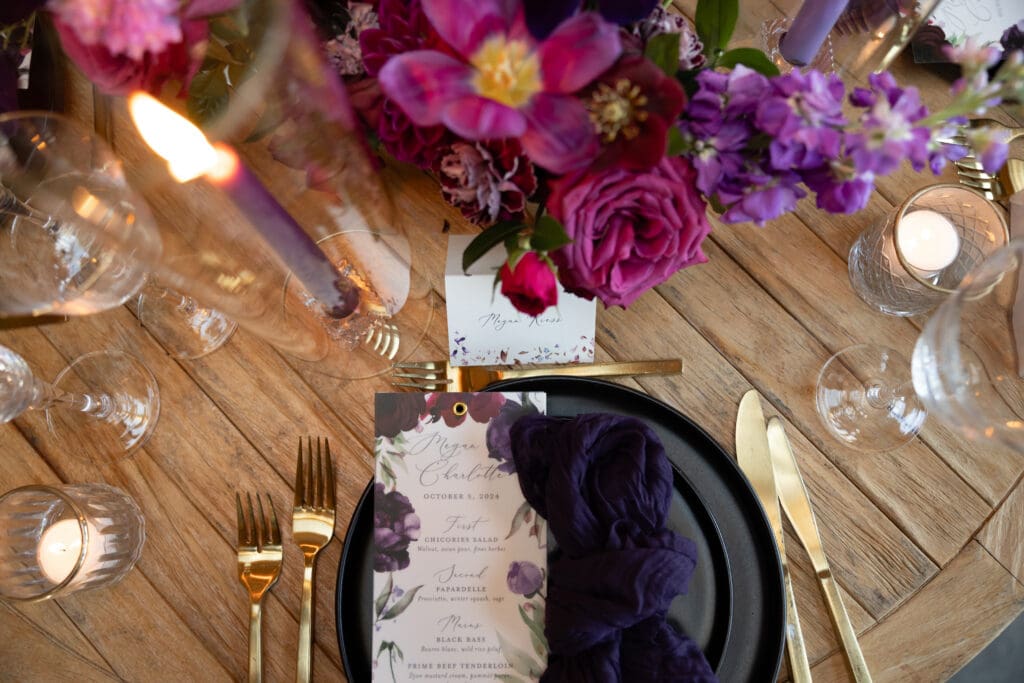 wedding reception decor at Wild Flower Farms wedding in Gardiner NY