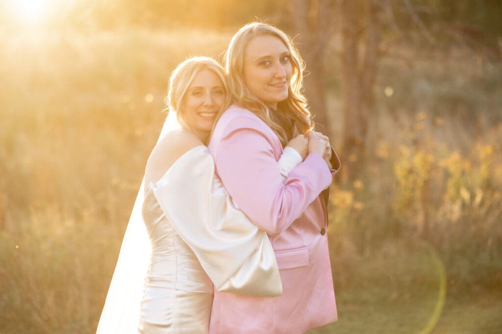 golden hour wedding portrait at Wild Flower Farms wedding in Gardiner NY