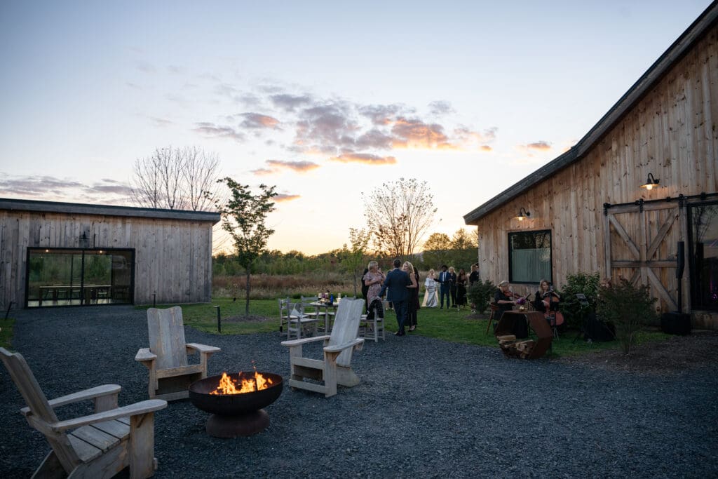cocktail hour at Wild Flower Farms wedding in Gardiner NY