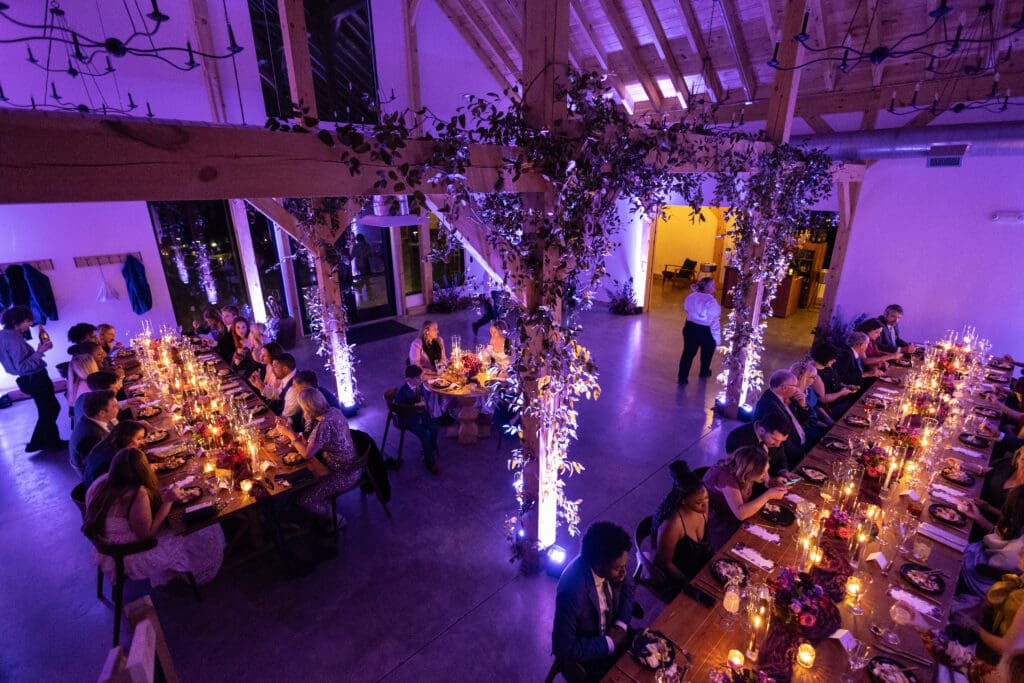 wedding reception decor at Wild Flower Farms wedding in Gardiner NY