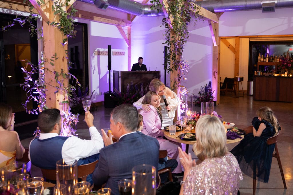 bride gives a speech wedding at Wild Flower Farms wedding in Gardiner NY