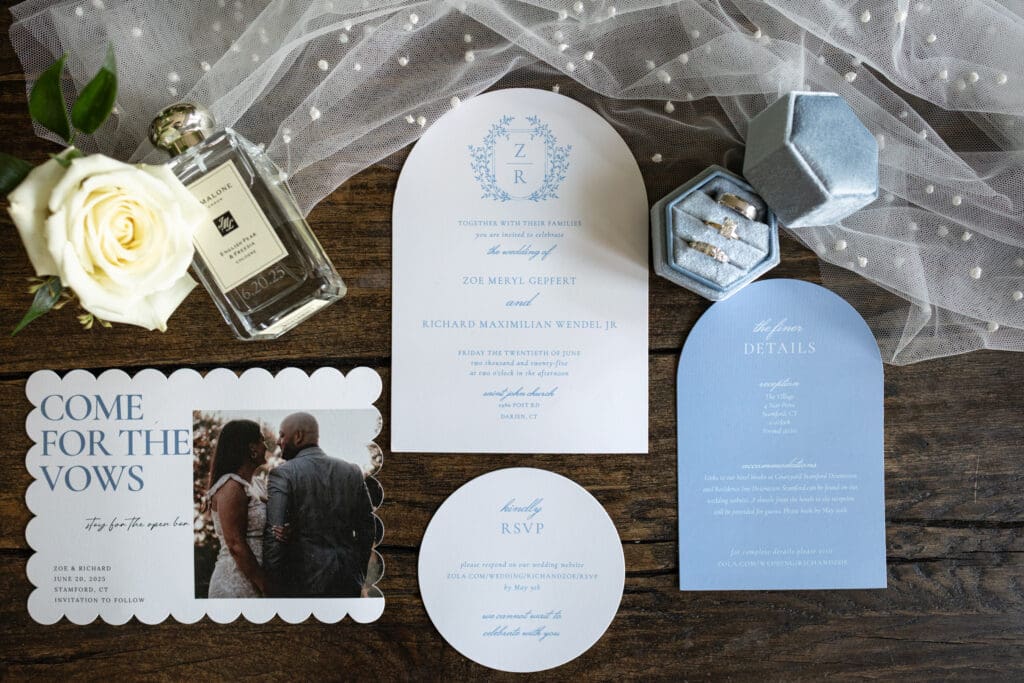wedding flat lay at J House Greenwich