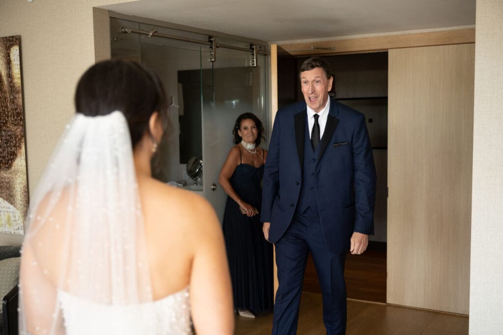 first look with father of the bride at J House Greenwich CT