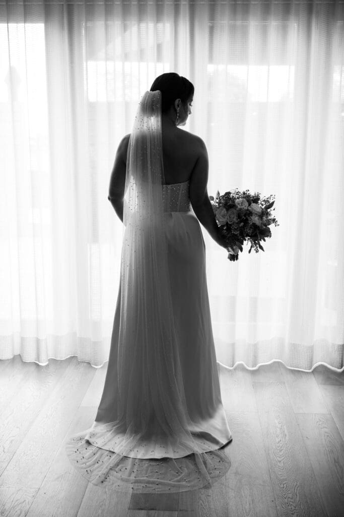 black & white bridal portrait at J House Greenwich CT