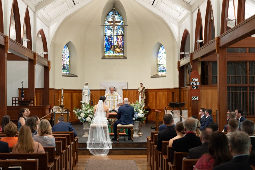 wedding ceremony at St John Darien
