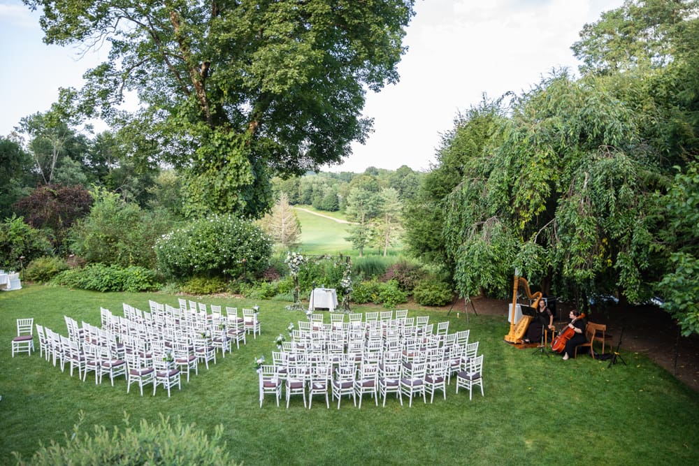 bride eye view of a wedding ceremony at crabtree's kittle house in chappaqua ny